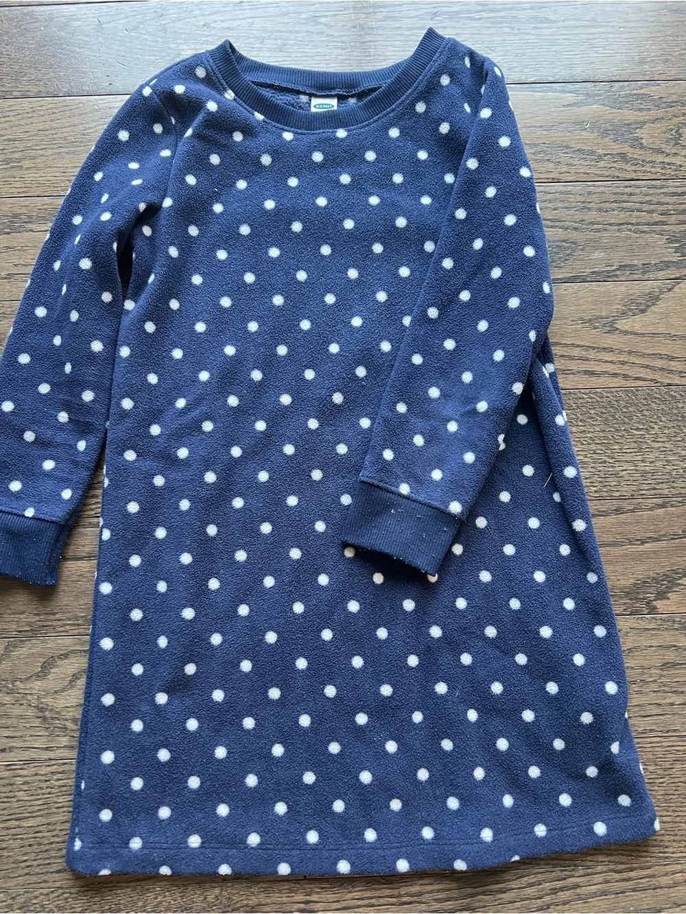 Girls' old Navy Blue Polka Dot Dress - Cozy Long Sleeve 5T size